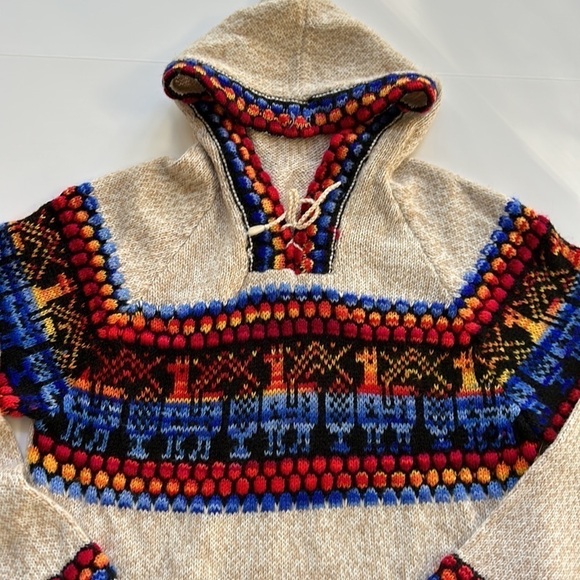 Peruvian Alpaca Embroidered Hoodie Sweater - Picture 3 of 7